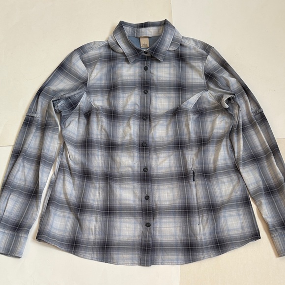Duluth Trading Co Tops - Ladies Duluth Trading Quick Dry Sun Protection Blue/Gray Plaid Shirt Size L